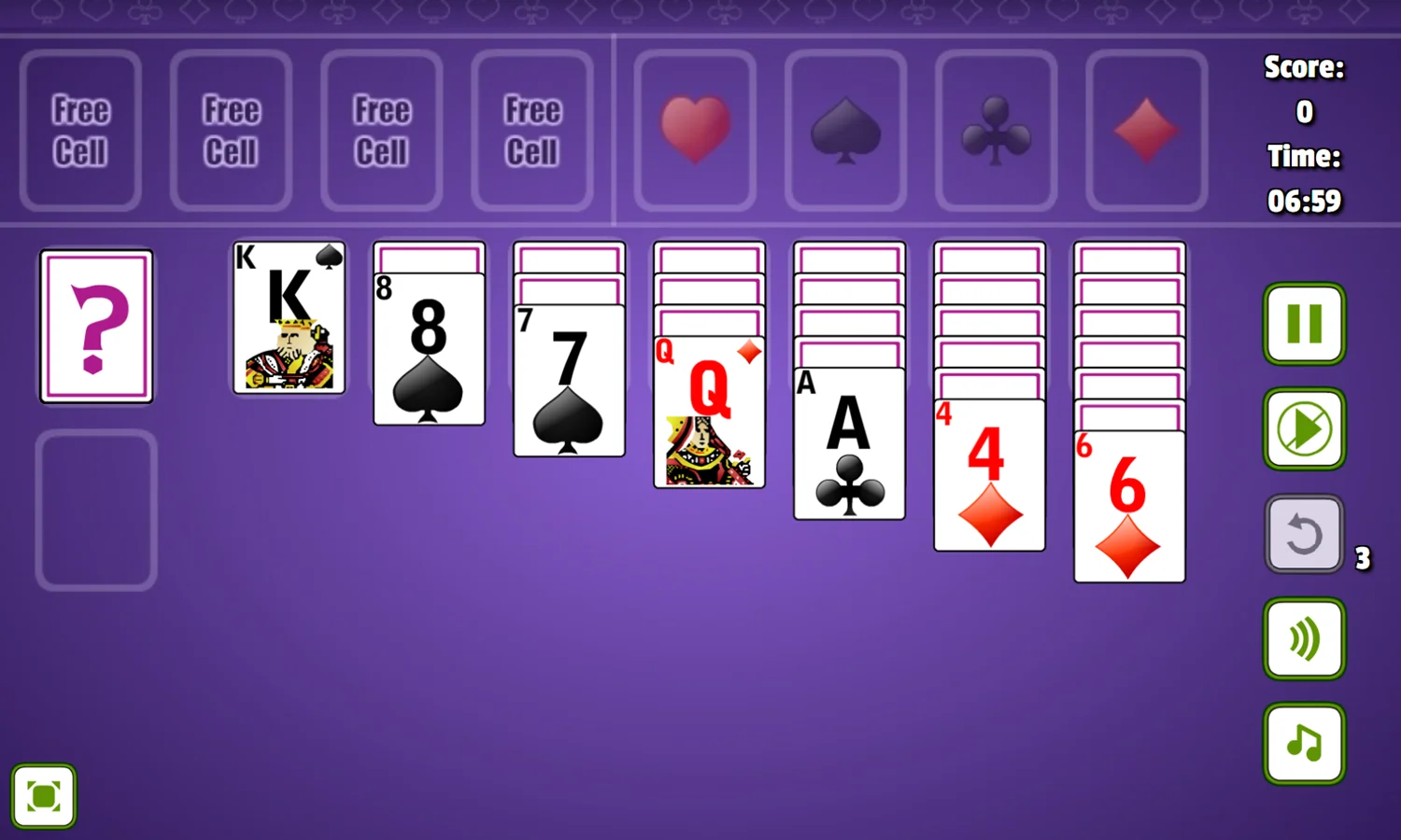 Freecell solitaire game